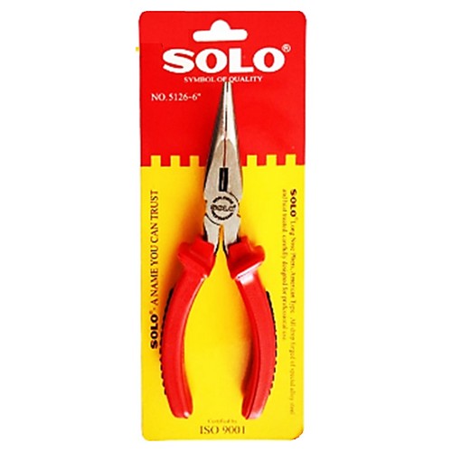 SKI - สกี จำหน่ายสินค้าหลากหลาย และคุณภาพดี | SOLO #5126-6นิ้ว คีมปากแหลมด้ามเหลืองแดง Code23551 (6อัน/กล่อง)